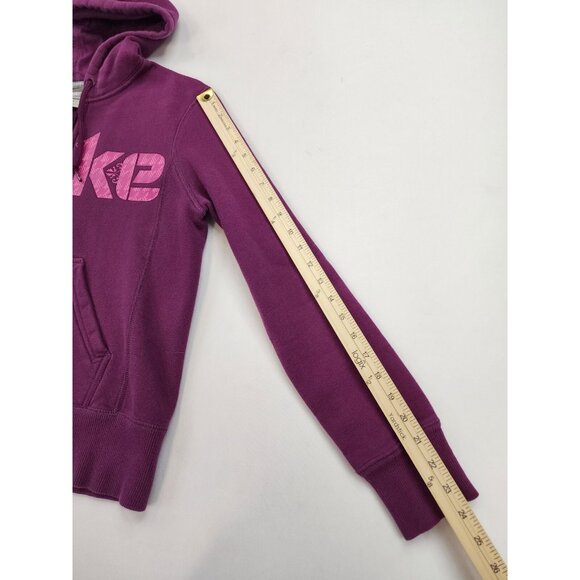 Nike Full Zip Hoodie Women S Purple Spell Out Logo Pockets Activewear Activewear - Picture 4 of 11